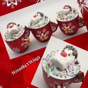 Set of 3 Gingerbread Christmas Cups, Christmas Decor, Gingerbread Tiered Tray, M